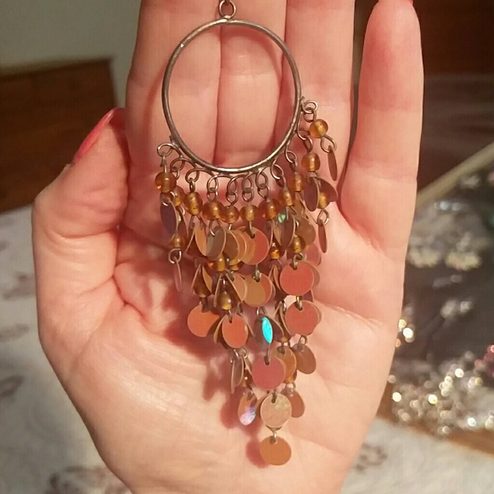 Mermaid scales ab coated sequin chandelier drops